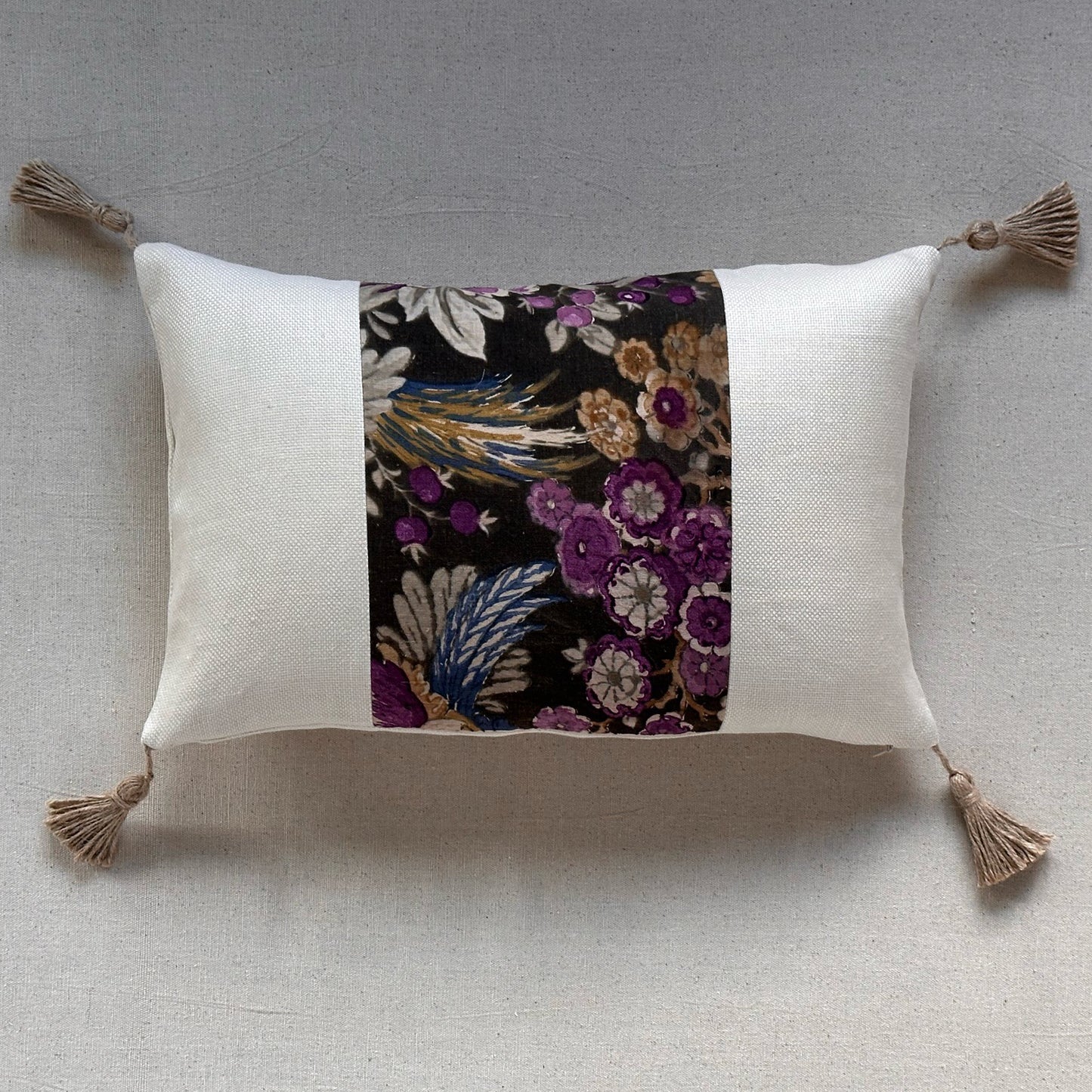 Vintage 1920's Botanical Print Pillow - 13" x 20" - England - 196a