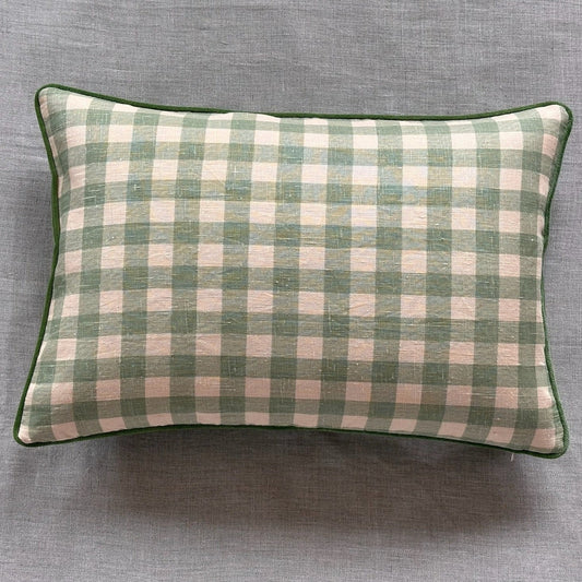 Linen Check Pillow - 16" x 24" - USA - 215a