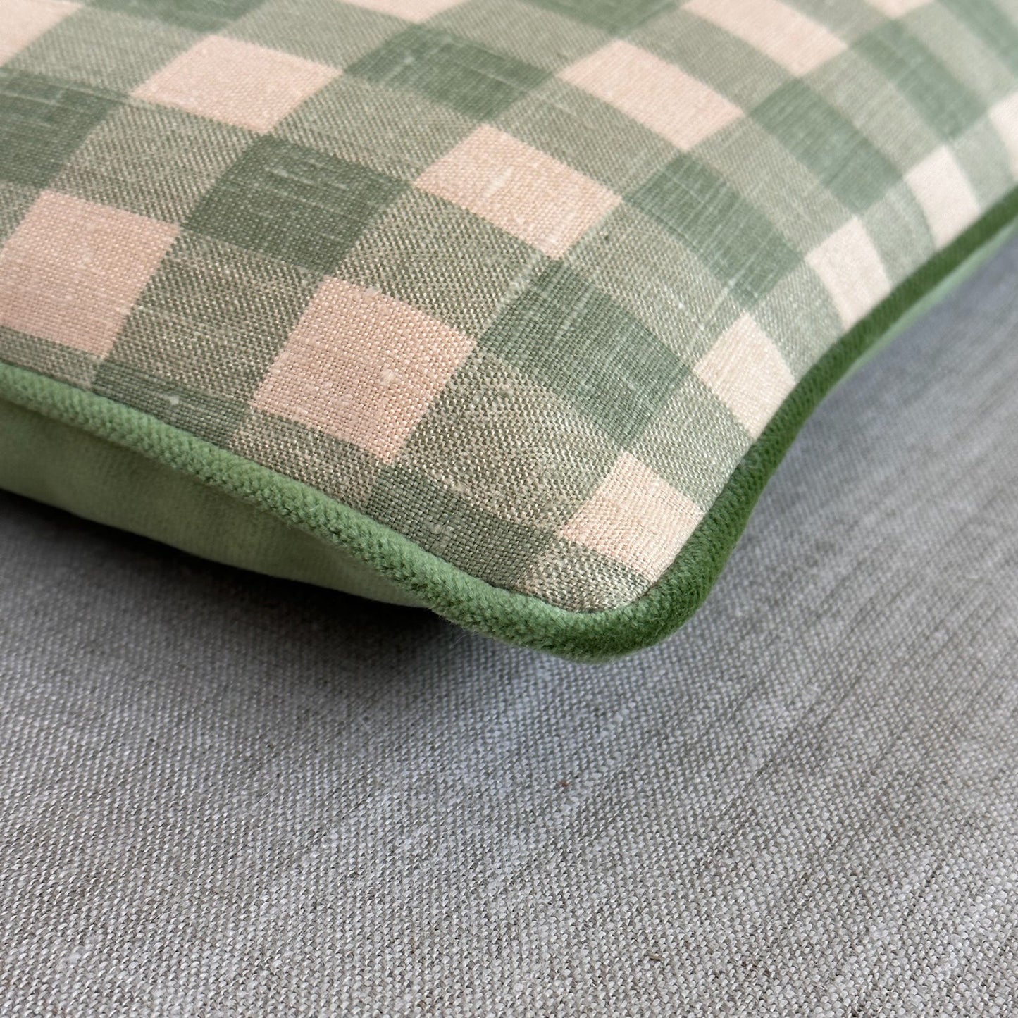 Linen Check Pillow - 11" x 17" - USA - 215c