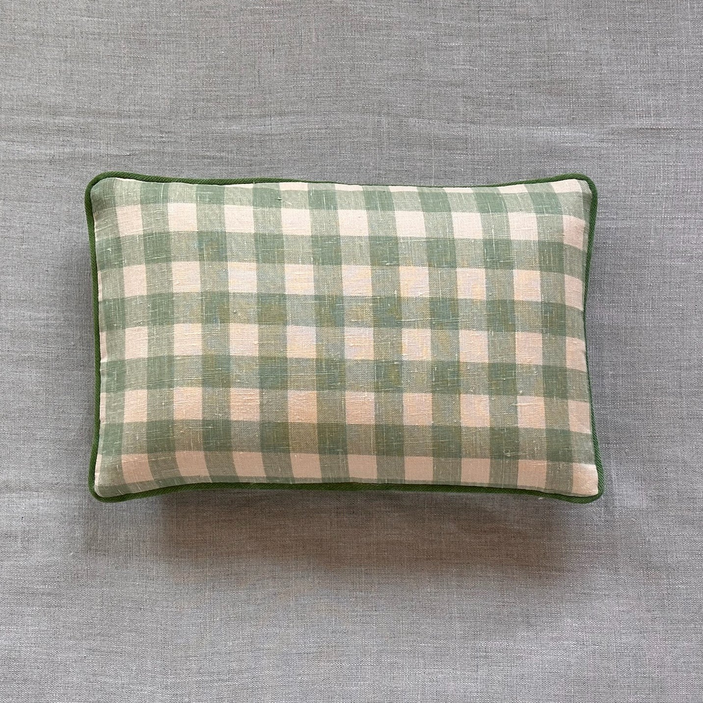 Linen Check Pillow - 11" x 17" - USA - 215c