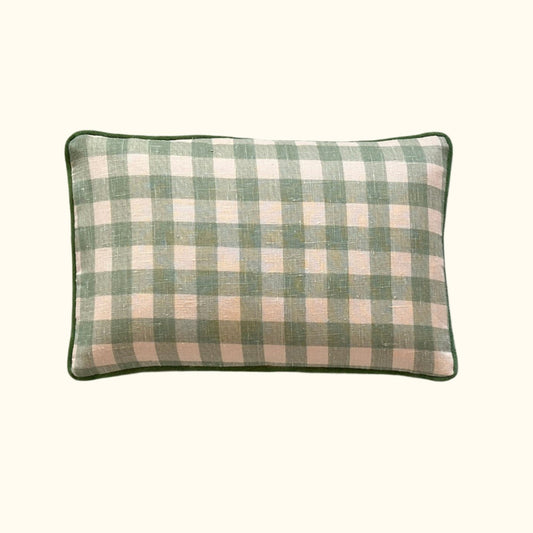 Linen Check Pillow - 11" x 17" - USA - 215c