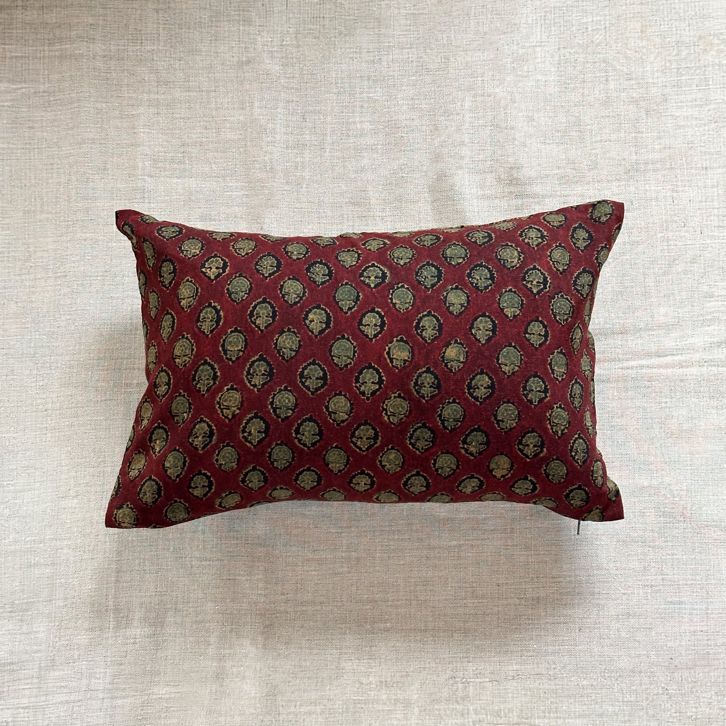 Woven / Block Printed Sari Pillow - 13x20 - India - 224a