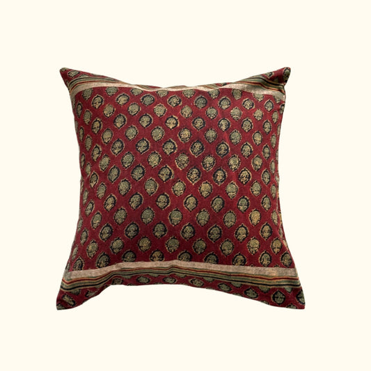 Woven / Block Printed Sari Pillow - 20x20 - India - 225c