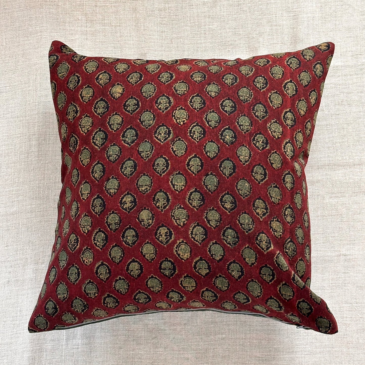 Woven / Block Printed Sari Pillow - 20x20 - India - 226a