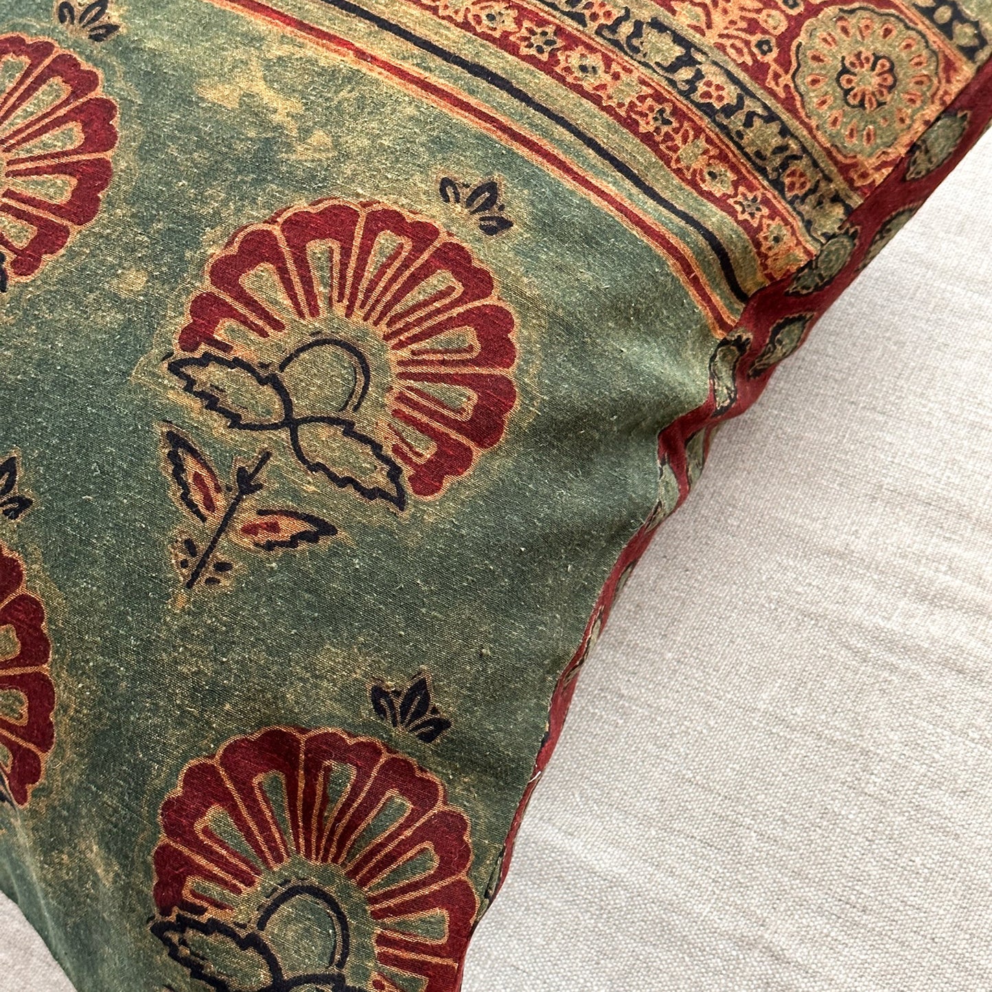 Woven / Block Printed Sari Pillow - 20x20 - India - 226b