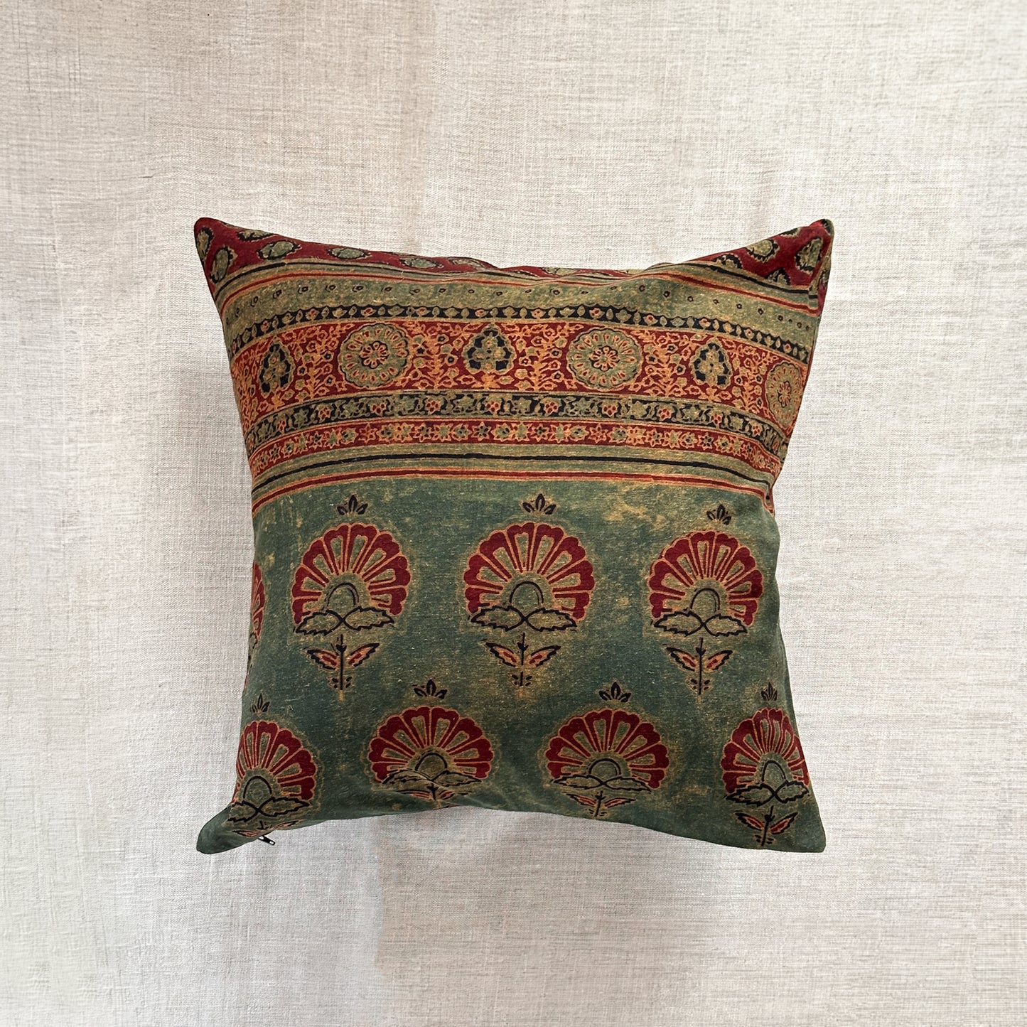 Woven / Block Printed Sari Pillow - 20x20 - India - 226a