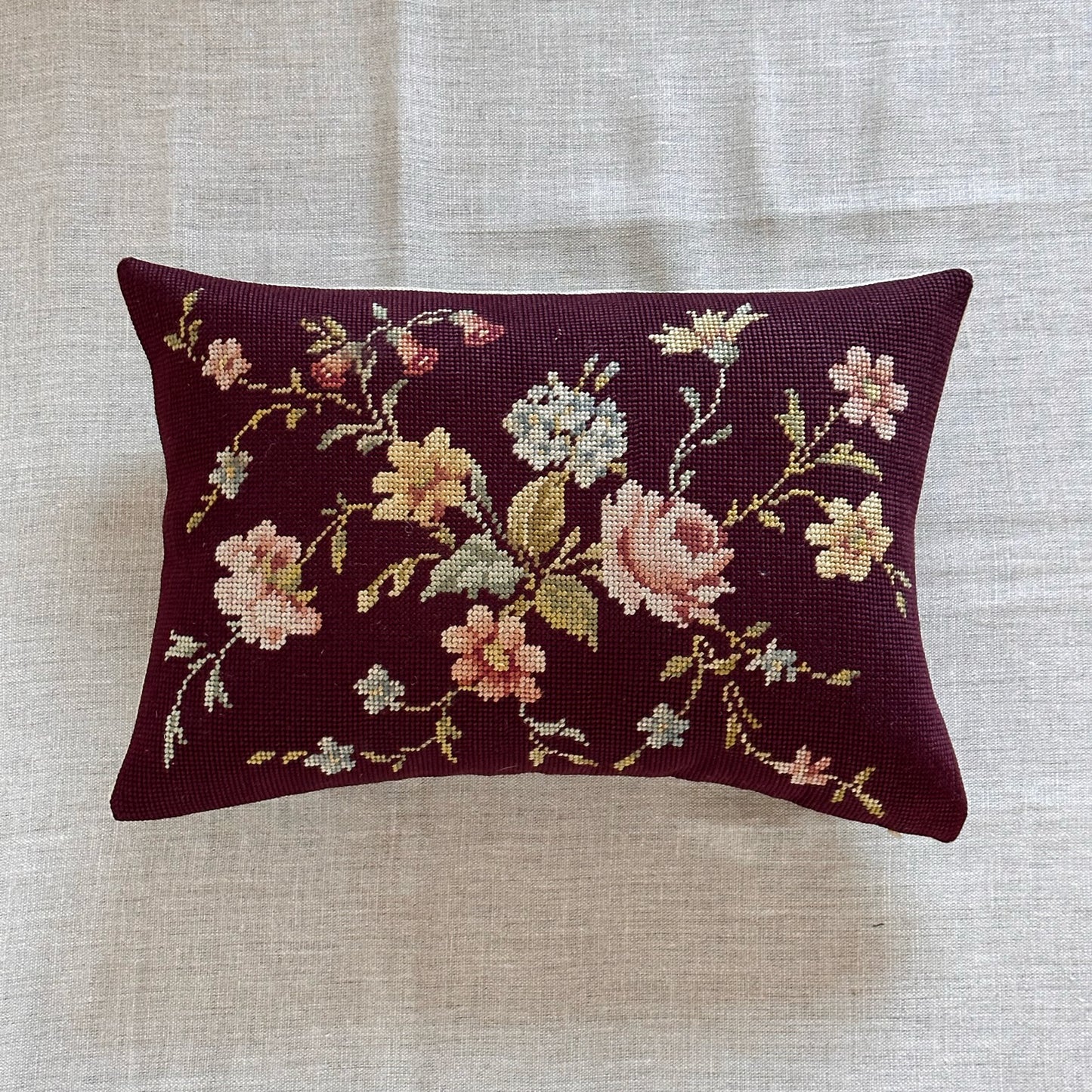 Vintage Needlepoint Pillow - 13x20 - USA - 269a