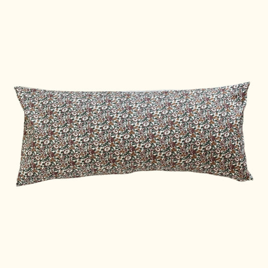 1970's Floral Print Pillow - 16x36 - England - 273i