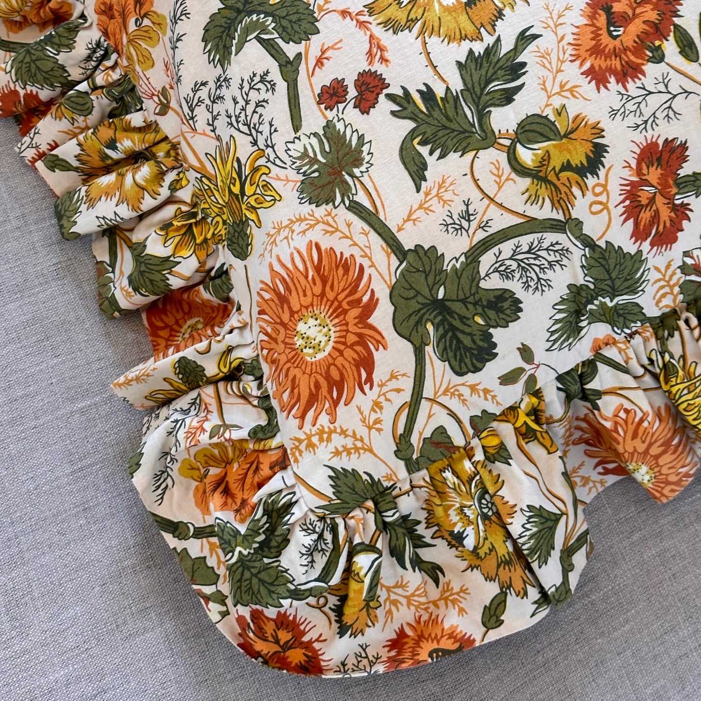 1970's Floral Print Pillow - 16x36 - USA - 2792a