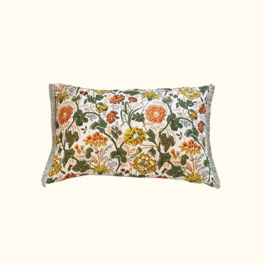 1970's Floral Print Pillow - 16x24 - USA - 2792c