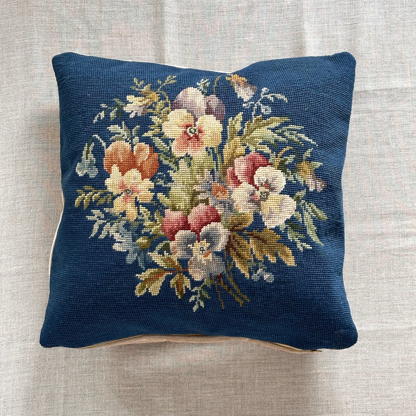 Vintage Needlepoint Pillow - 16x16 - USA - 282a