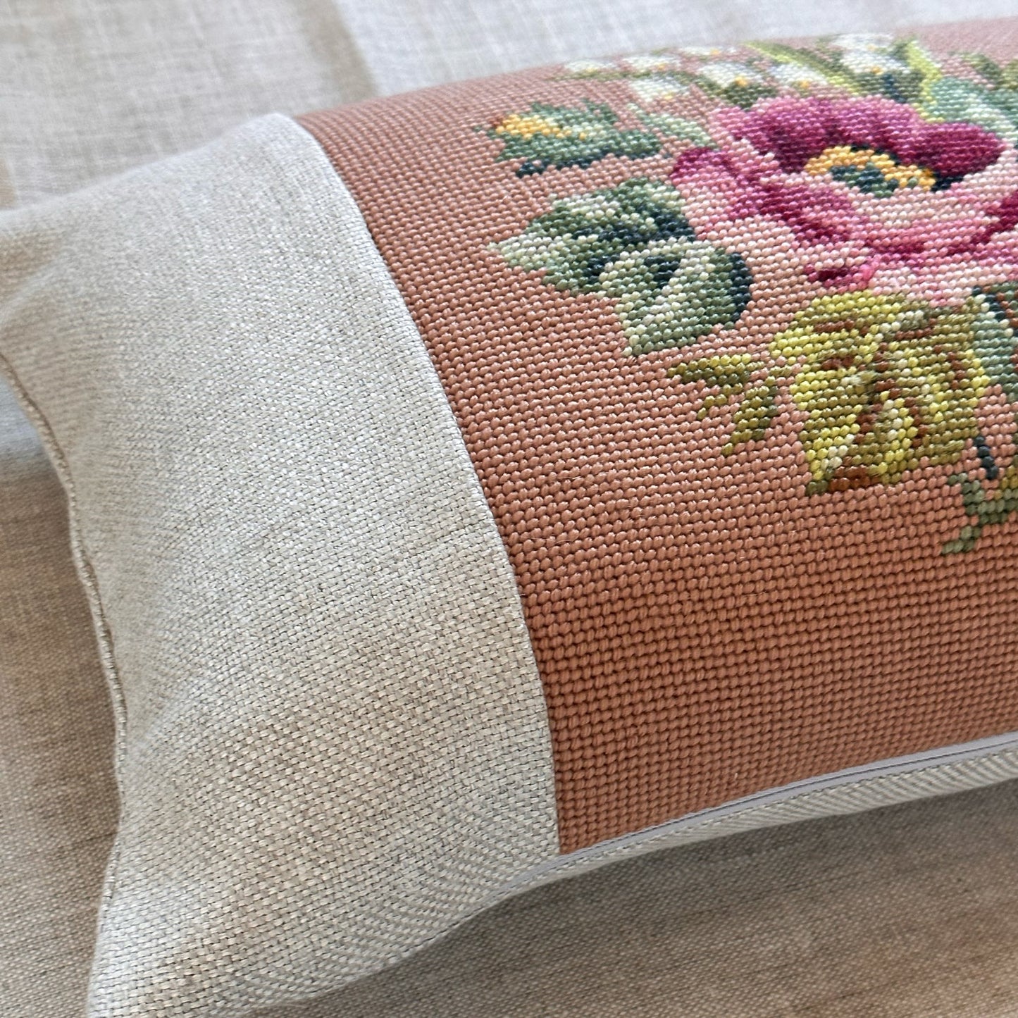 Vintage Needlepoint Pillow - 13x20 - USA - 284a