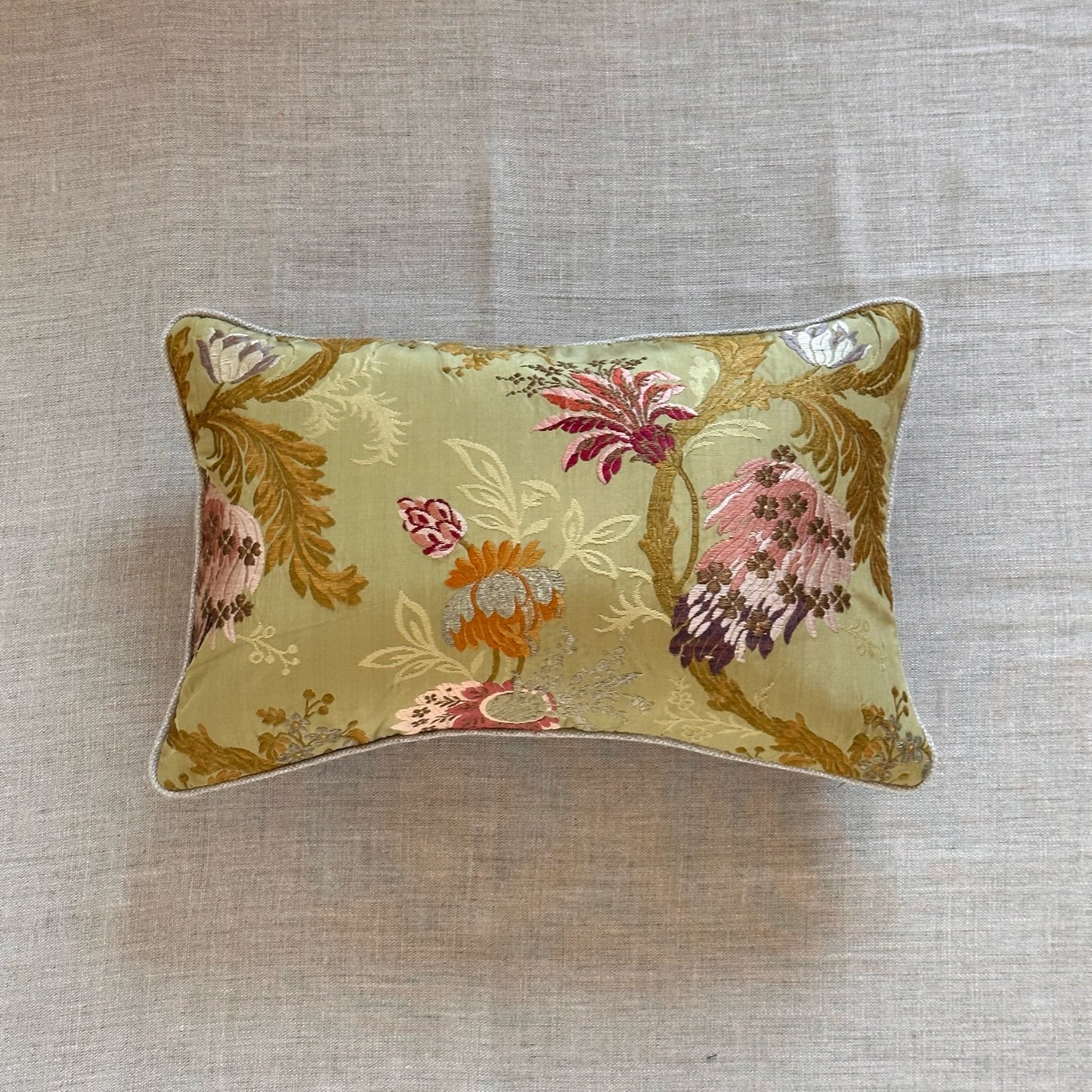 Vintage Silk Brocade Pillow - 11x17 - France - 295a