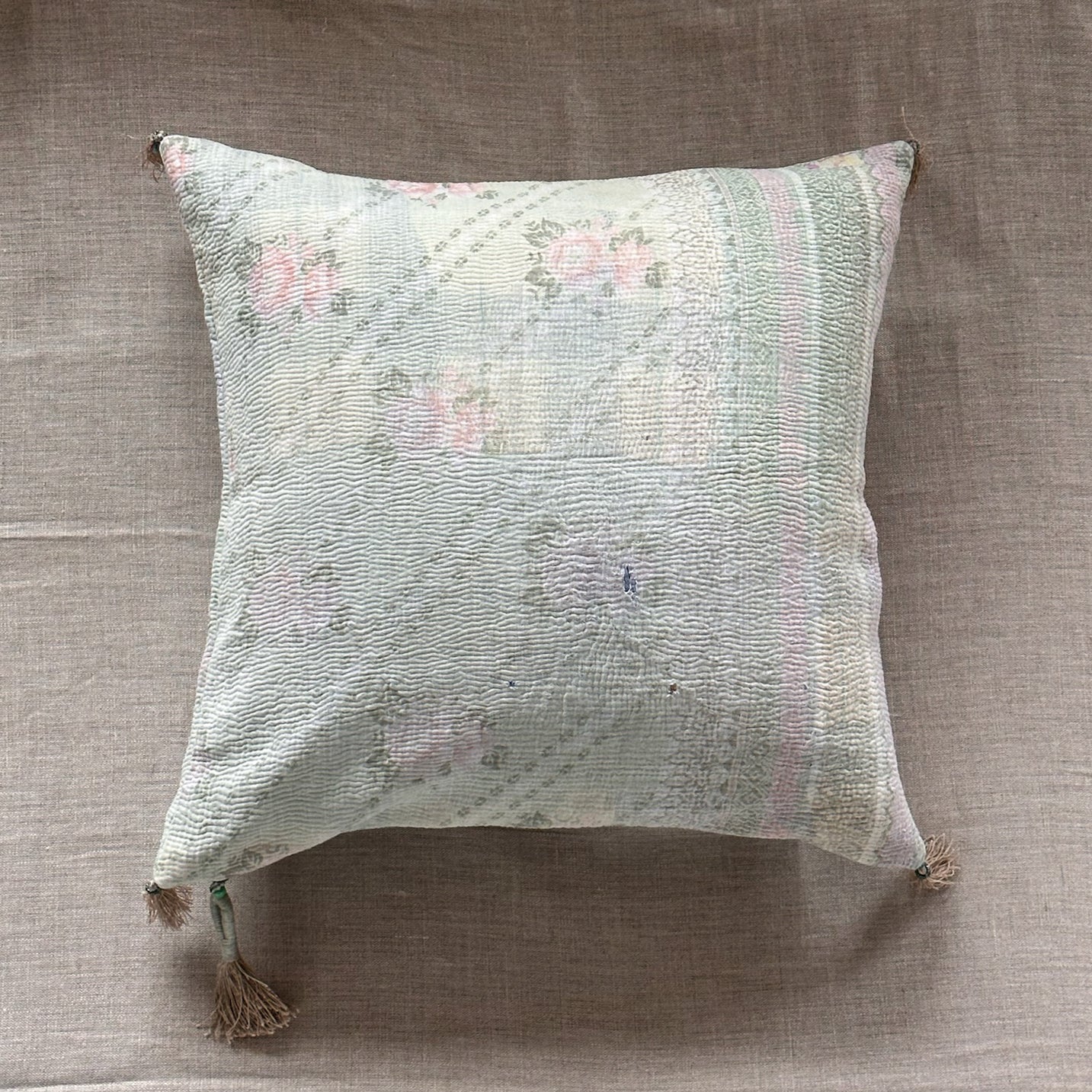 Vintage Kantha Quilt Pillow - 20x20 - India - 345c