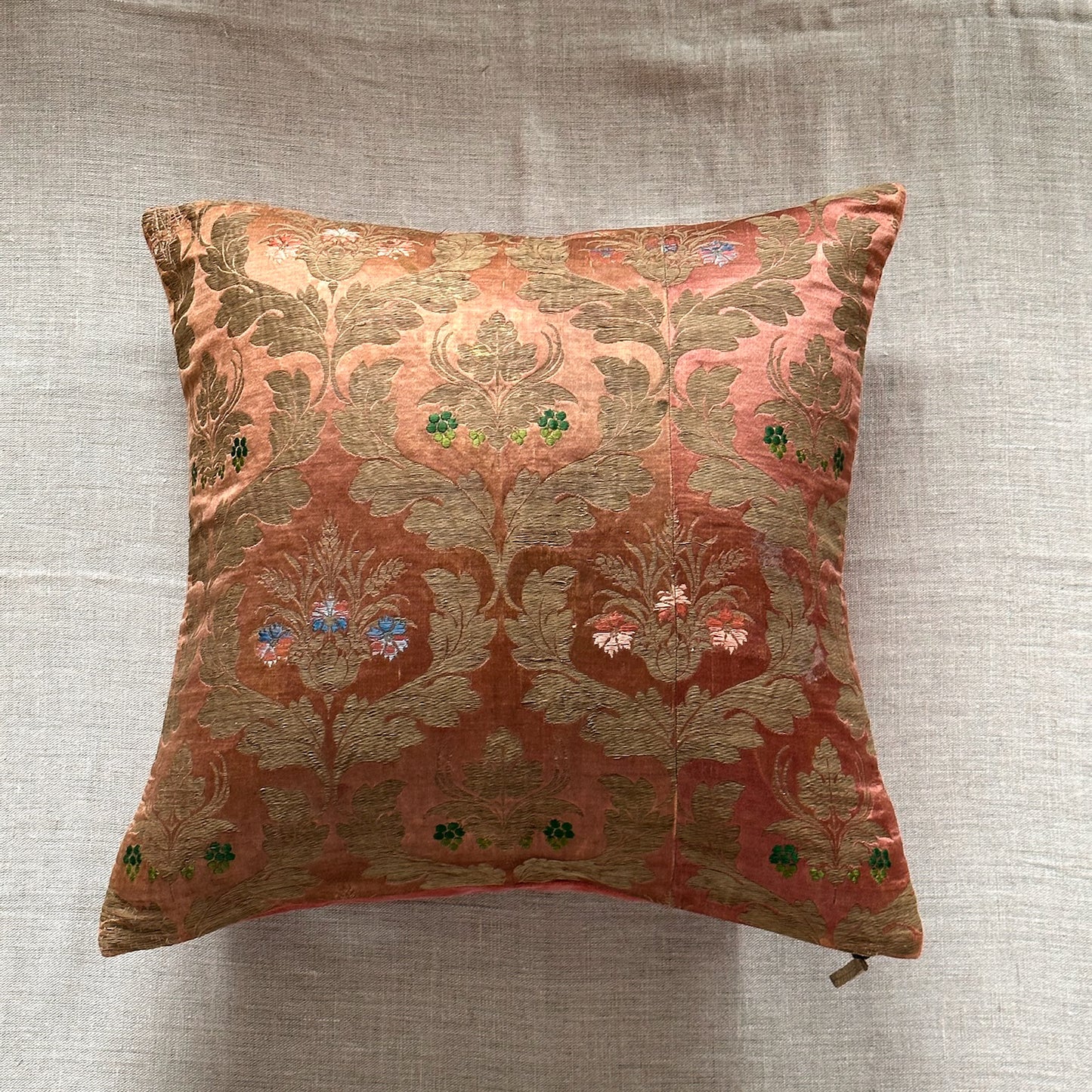 Antique Austrian Silk Damask Pillow - 20x20 - Europe - 348a