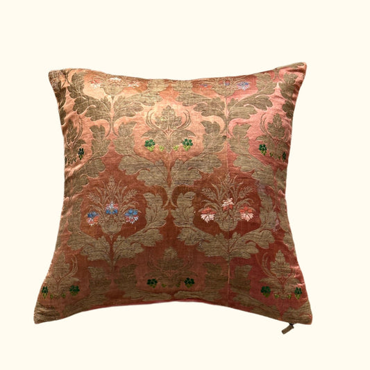 Antique Austrian Silk Damask Pillow - 20x20 - Europe - 348a