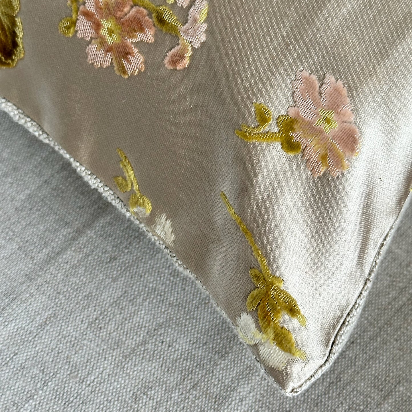 Antique Silk Brocade Pillow - 13x20 - Europe - 349a