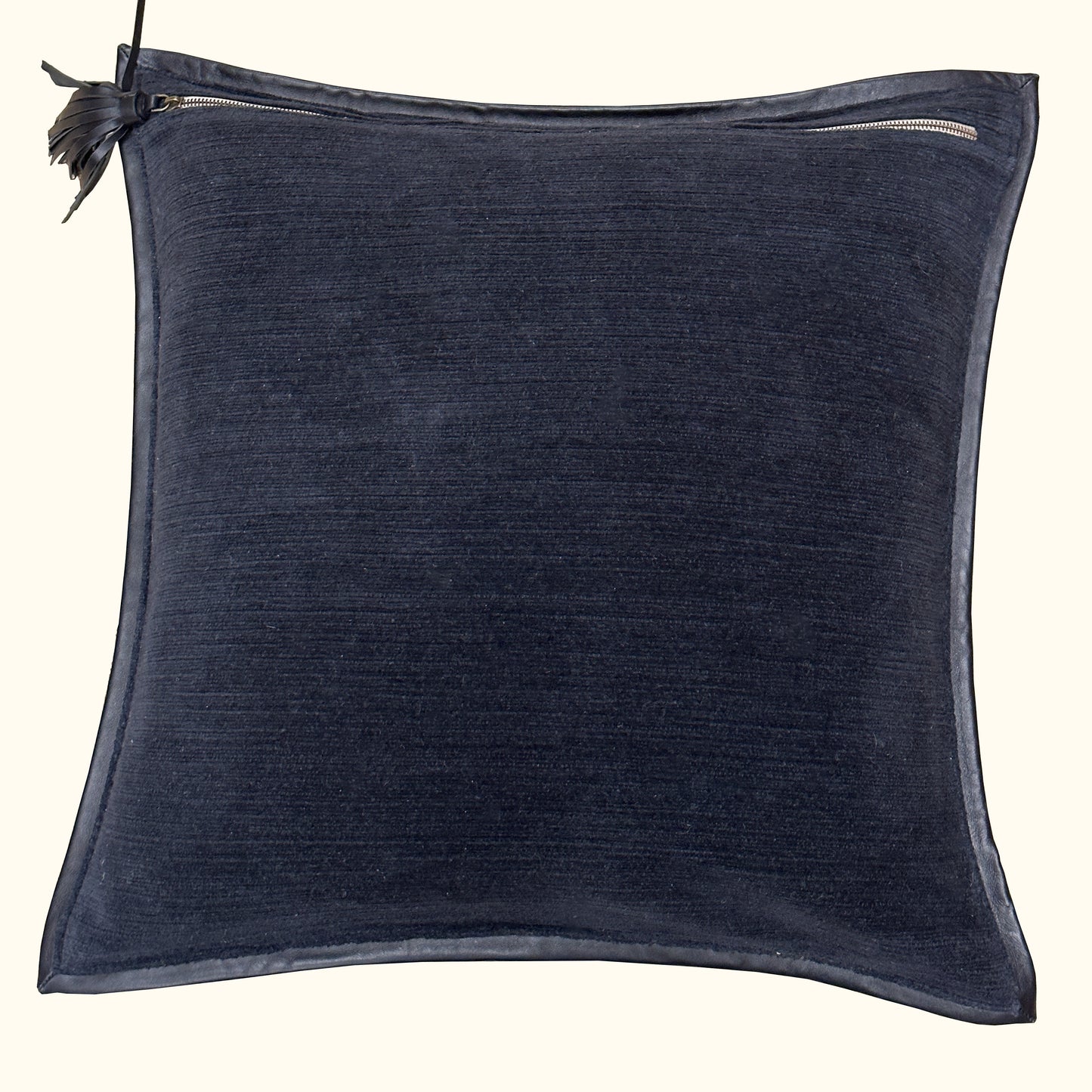 Leather Frame-22x22-Black Pillow