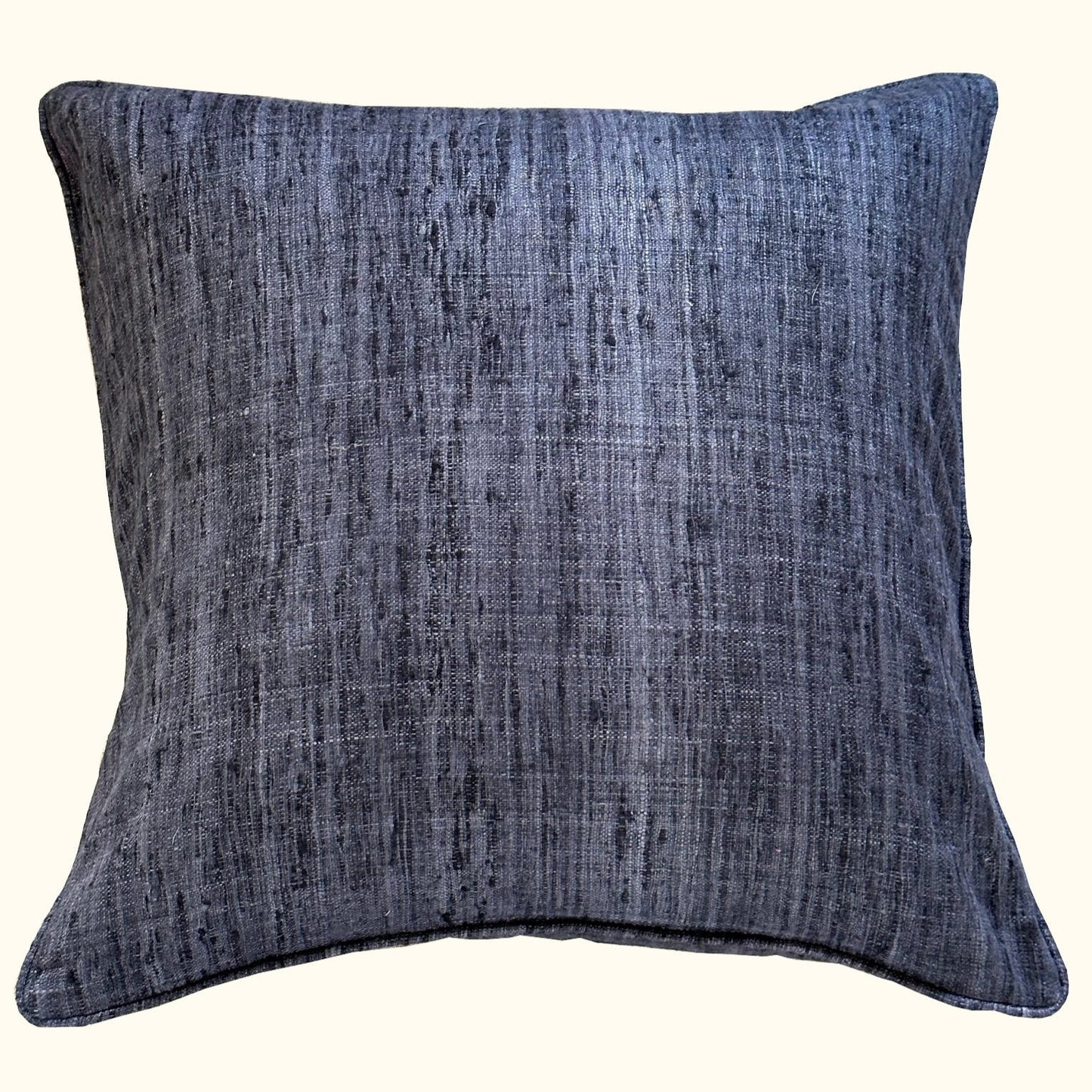 Indigo Wild Silk with Piping Pillow - 24" x 24" - India