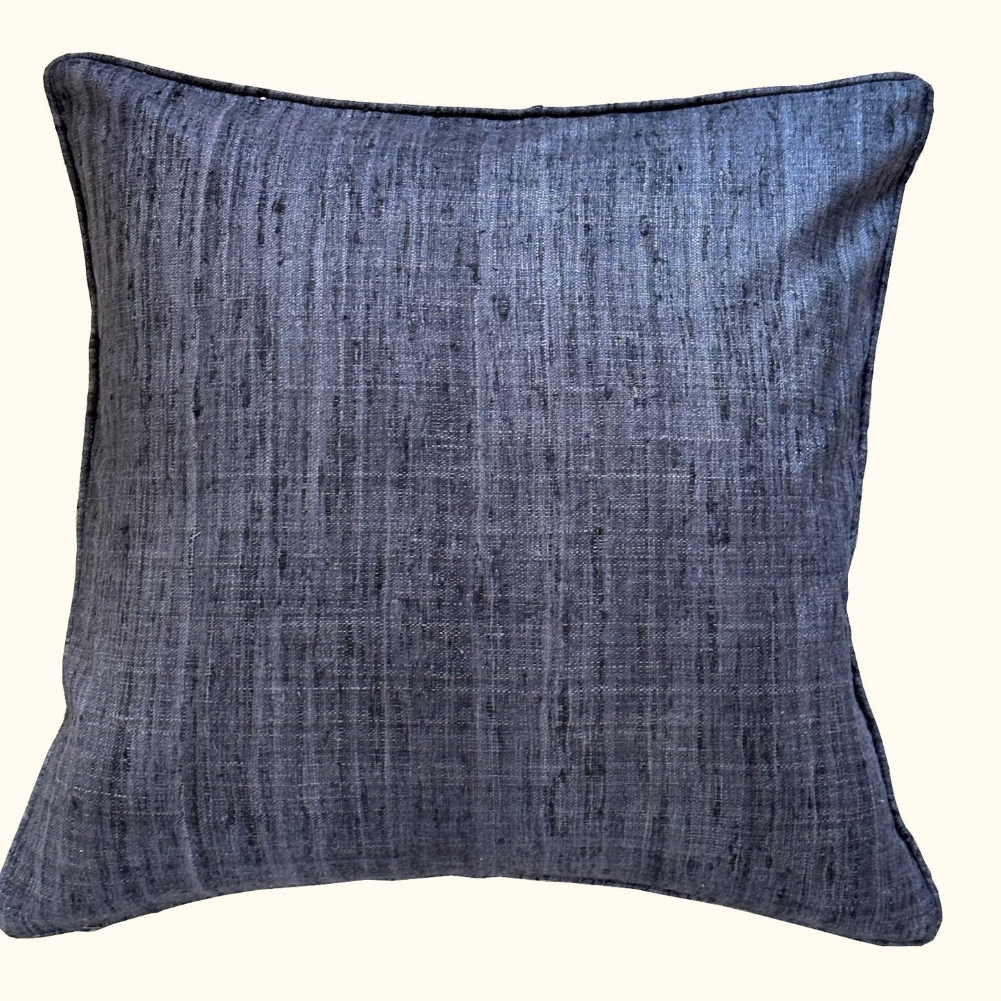 Indigo Wild Silk with Piping Pillow - 24" x 24" - India