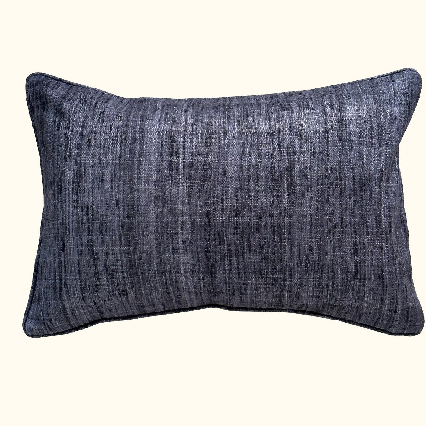 Indigo Wild Silk with Piping Pillow - 16" x 24" - India