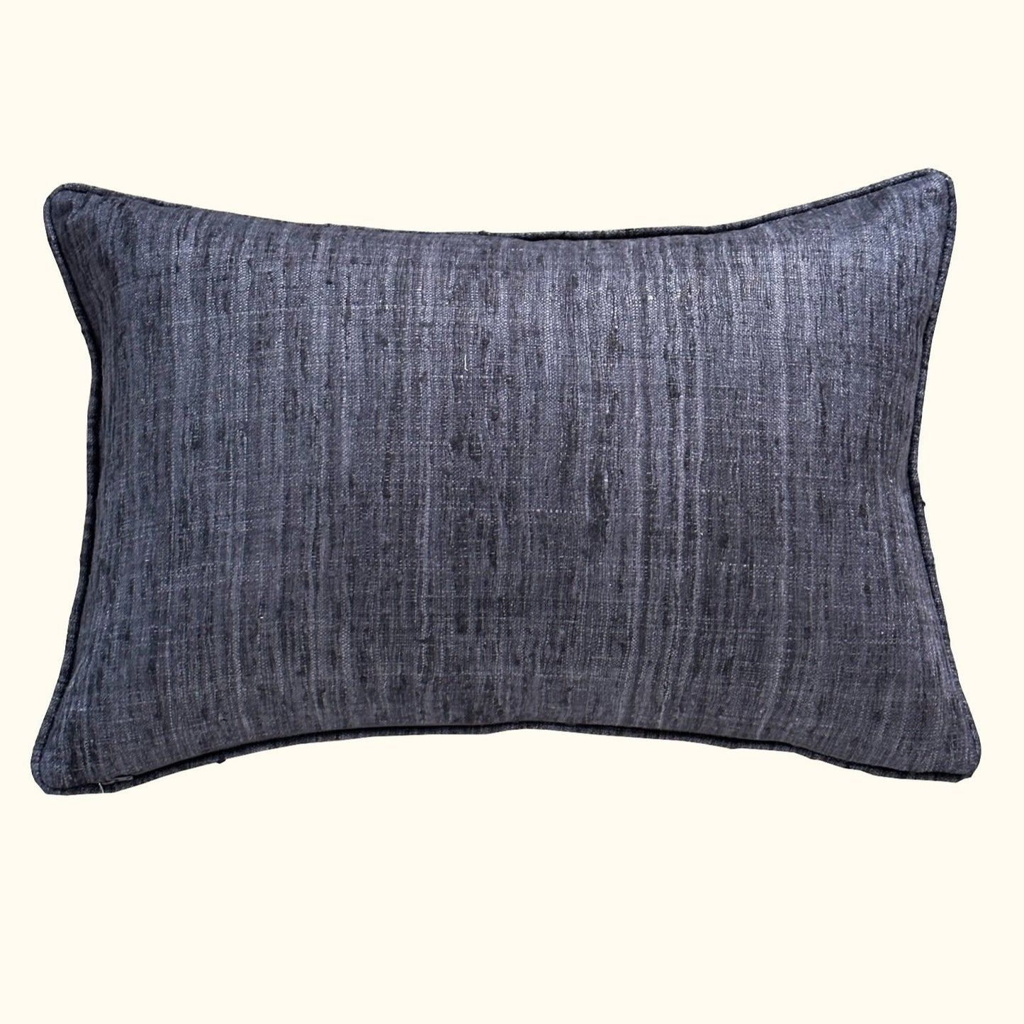 Indigo Wild Silk with Piping Pillow - 16" x 24" - India