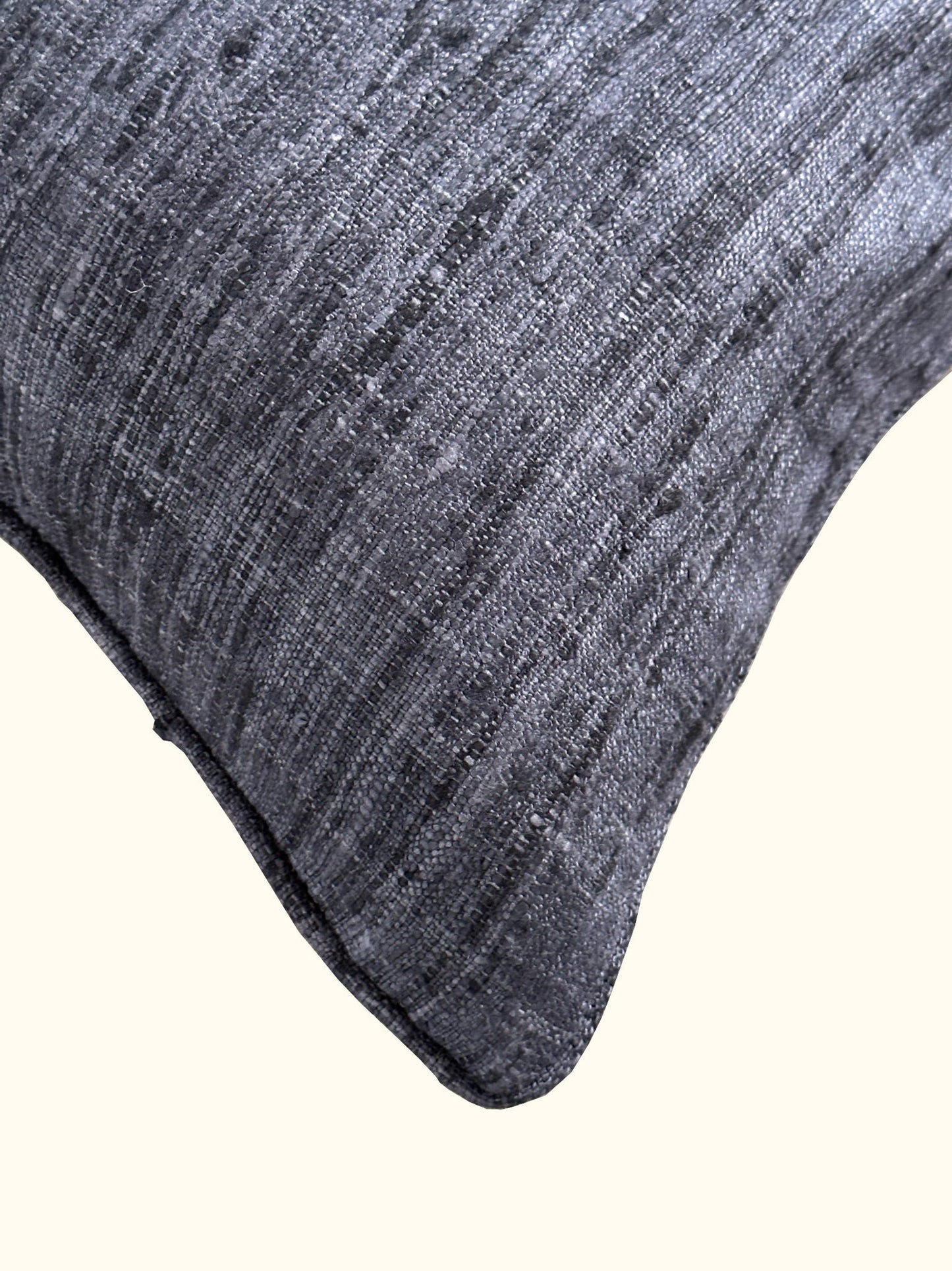 Indigo Wild Silk with Piping Pillow - 16" x 24" - India