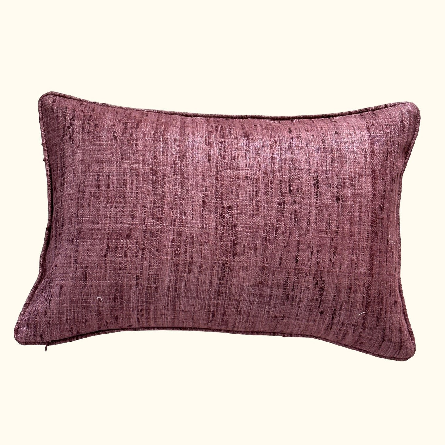 Misty Plum Wild Silk with Piping Pillow - 16" x 24" - India