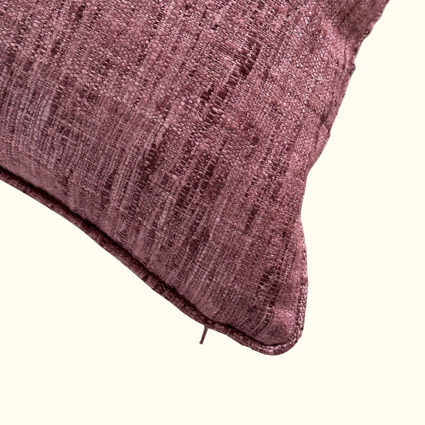 Misty Plum Wild Silk with Piping Pillow - 16" x 24" - India