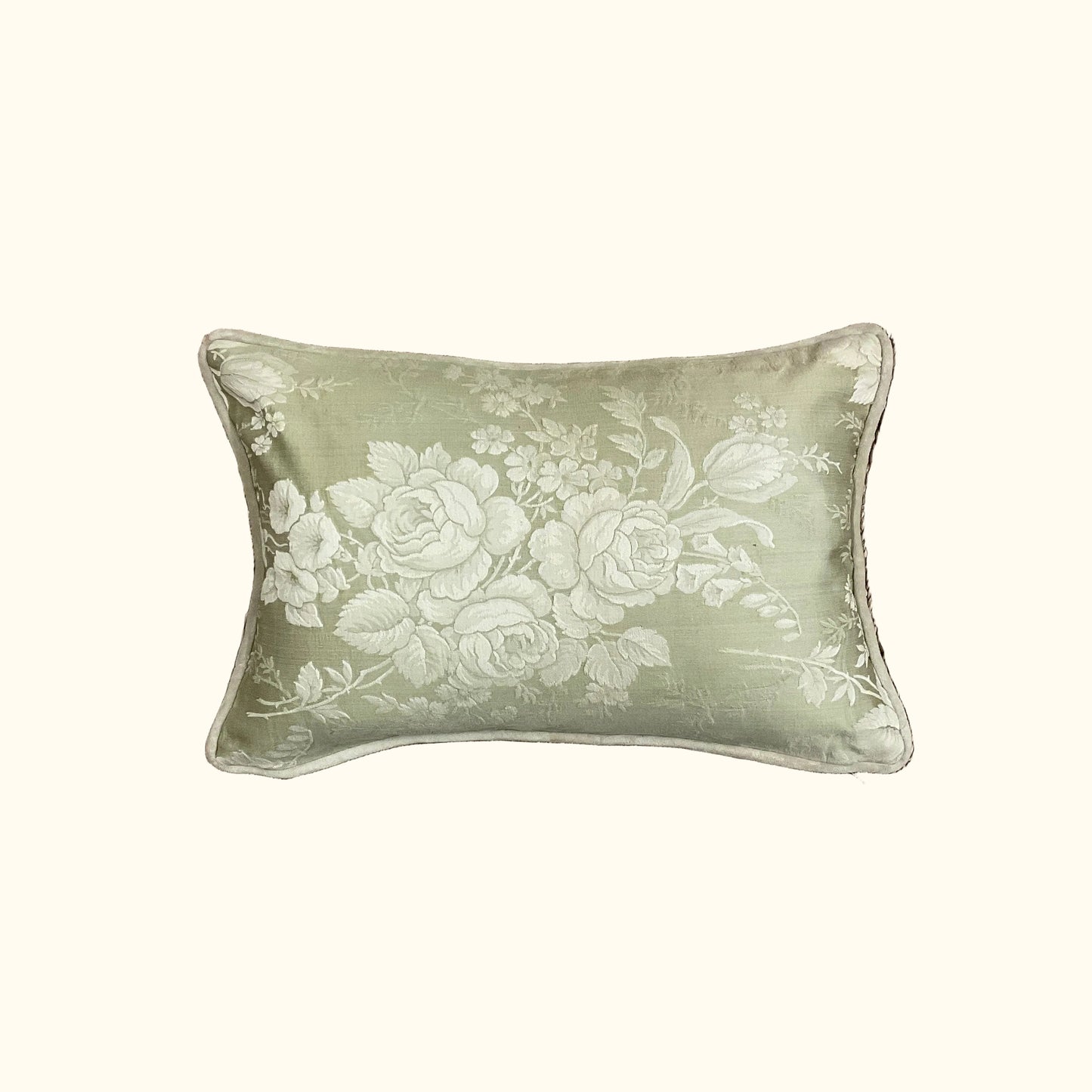 Vintage Silk Damask Pillow - 11" x 17" - 546a