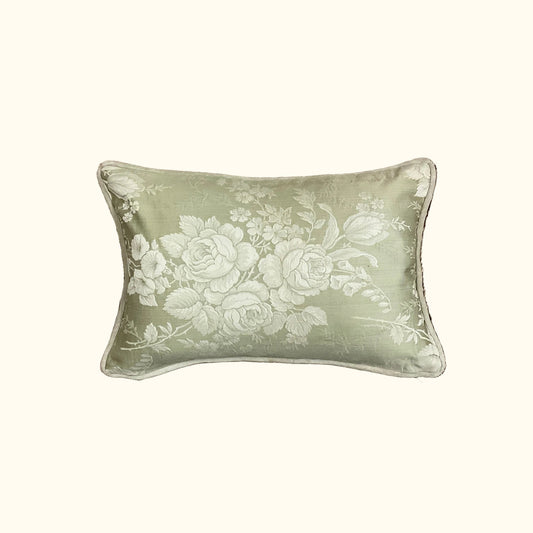 Vintage Silk Damask Pillow - 11" x 17" - 546a