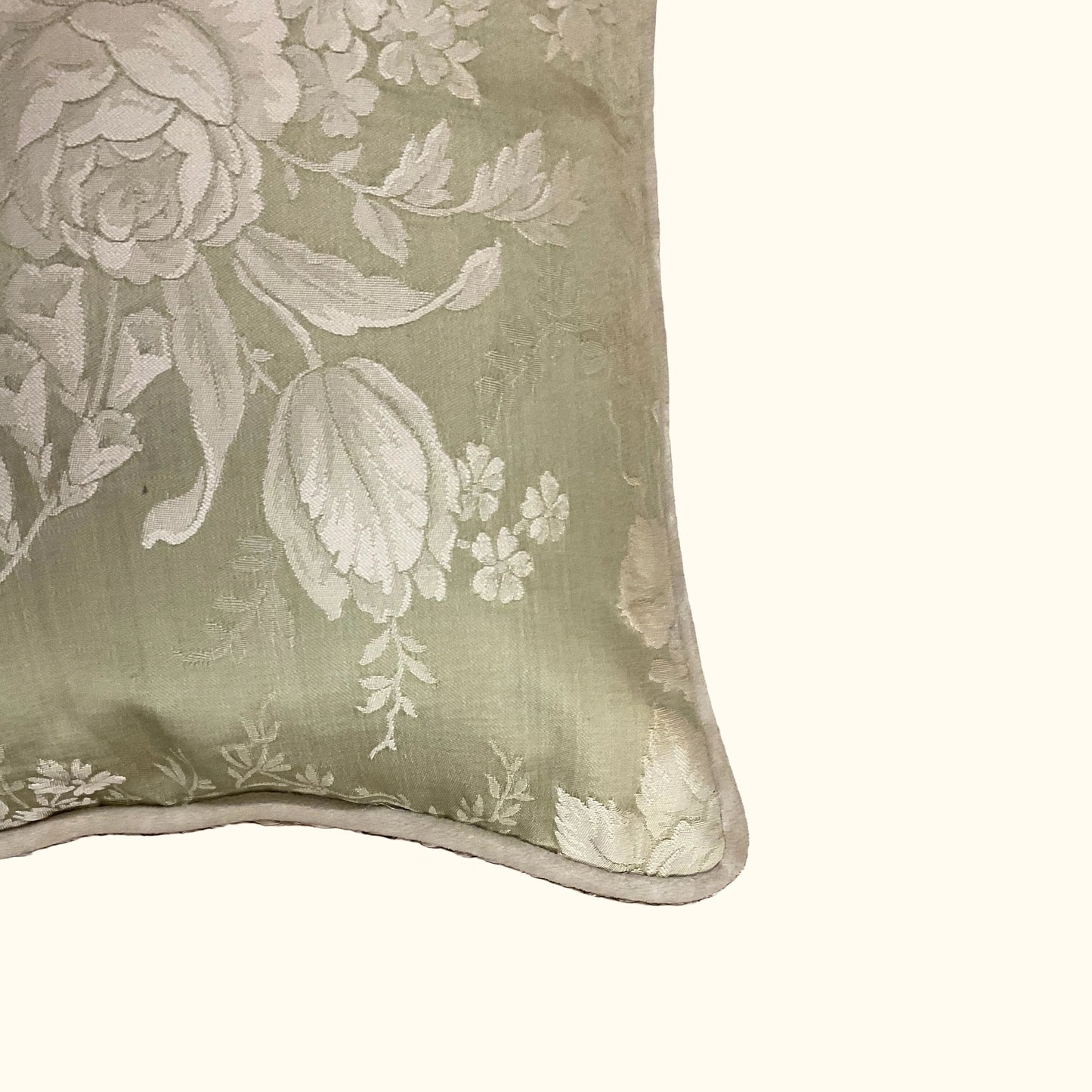 Vintage Silk Damask Pillow - 11" x 17" - 546a