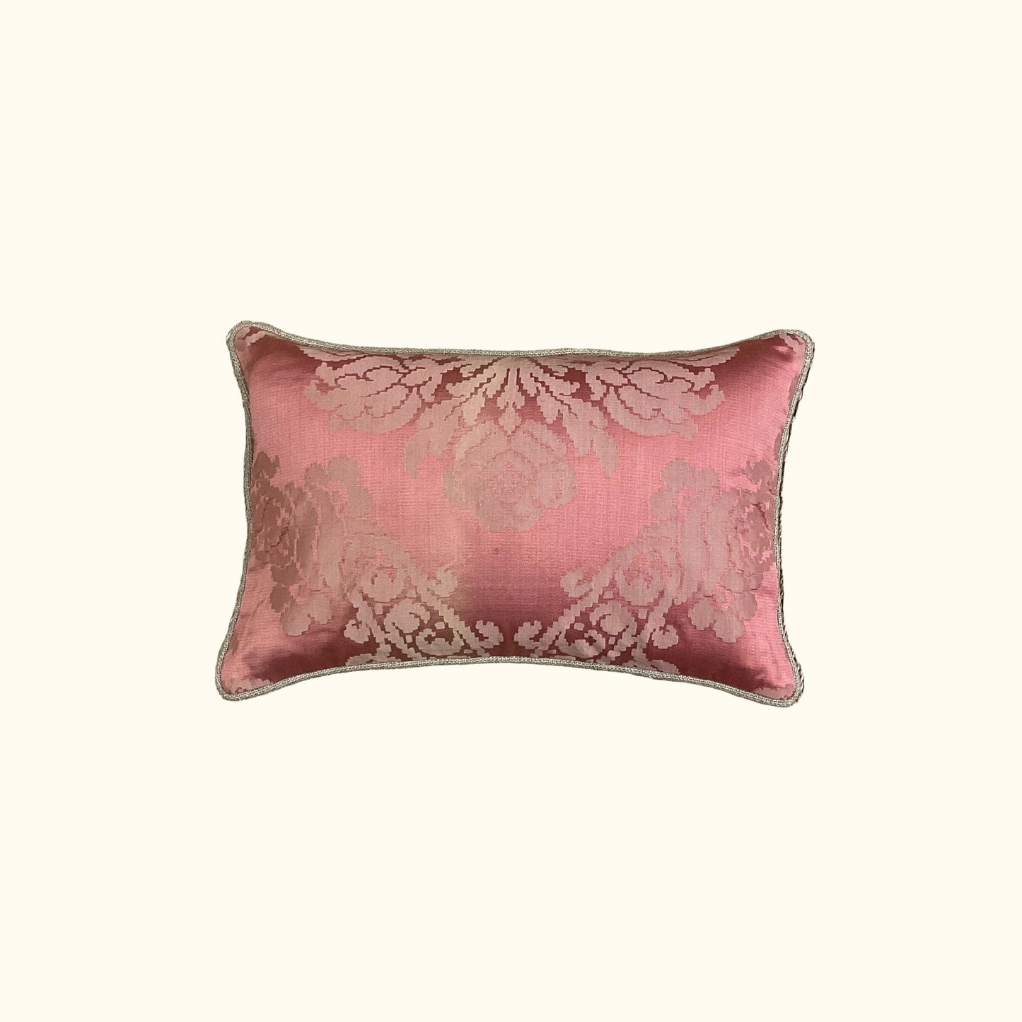 Vintage Silk Damask Pillow - 11" x 17" - 545a