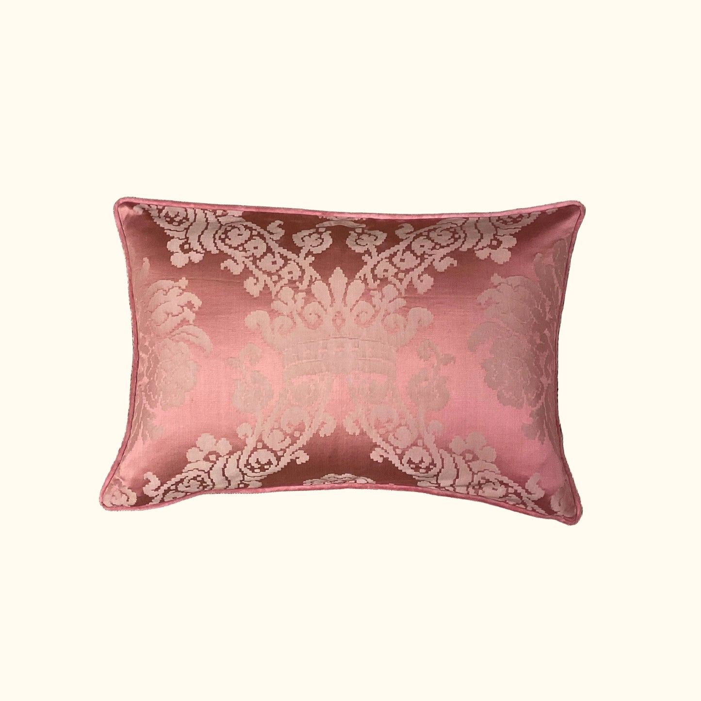 Vintage Silk Damask Pillow - 16" x 24" - 545b