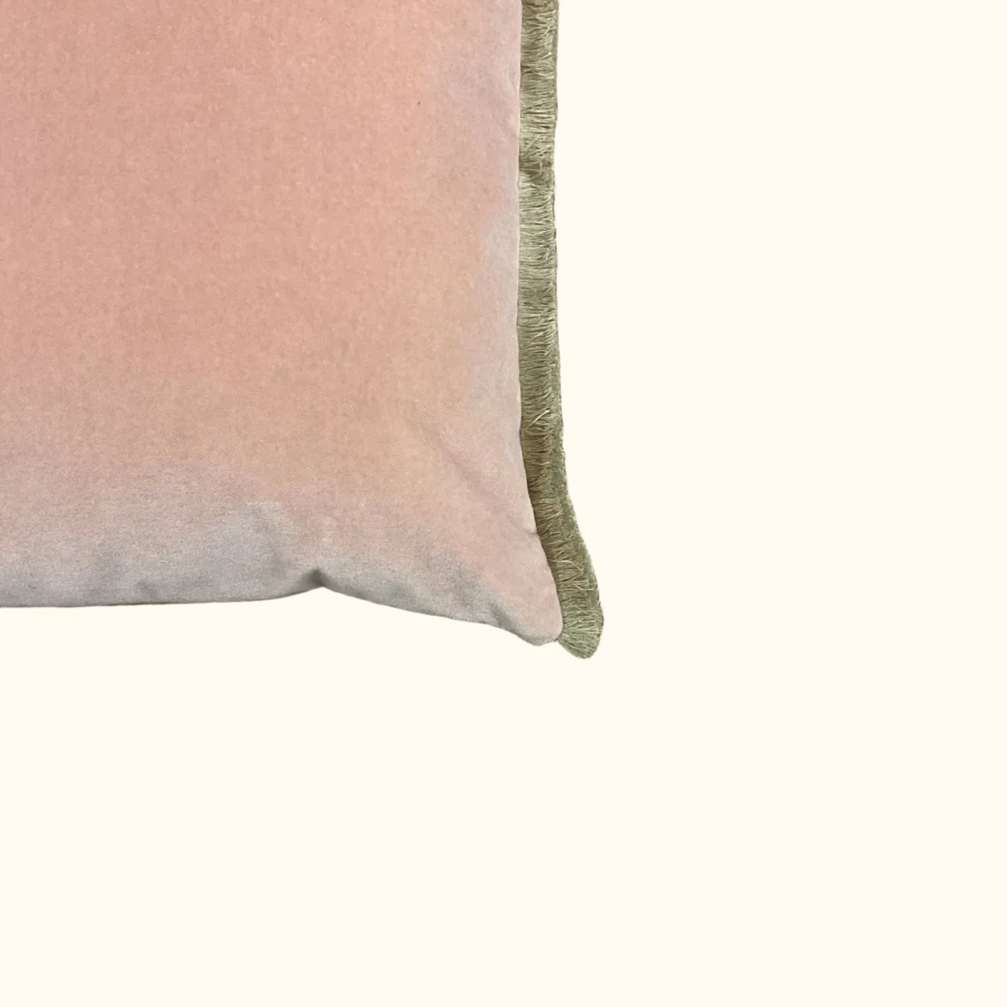 Dusty Rose Cotton Velvet with Fringe Pillow - 16" x 24" - USA - S106