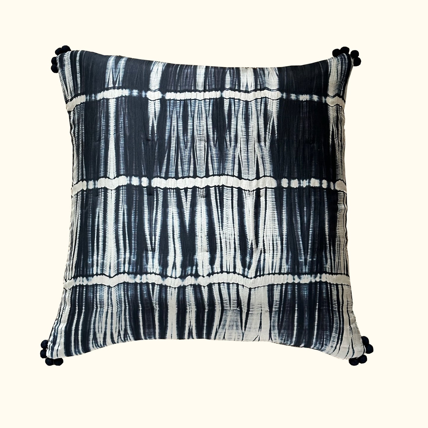 Shibori Waves-22x22-Indigo Silk Pillow