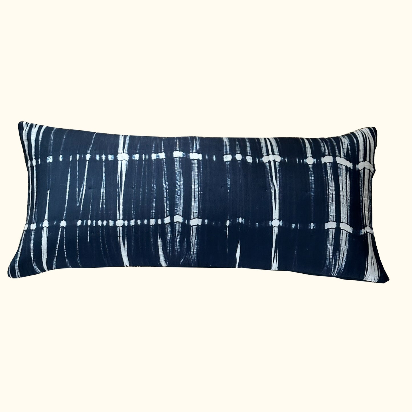 Shibori Waves-16x36-Indigo Silk Pillow