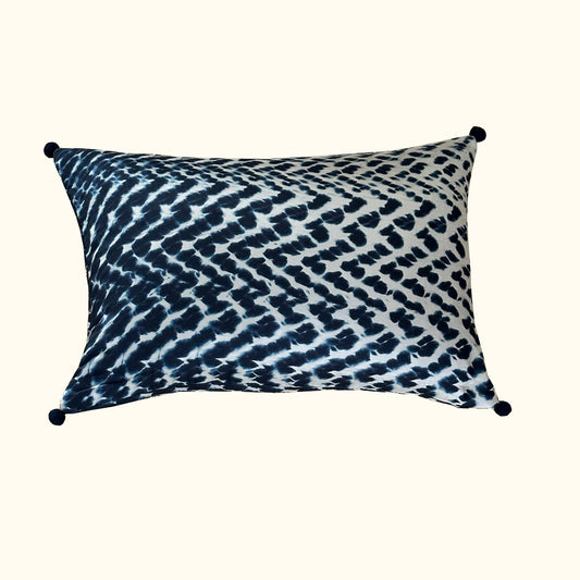 Shibori Waves-16x24-Indigo Silk Pillow