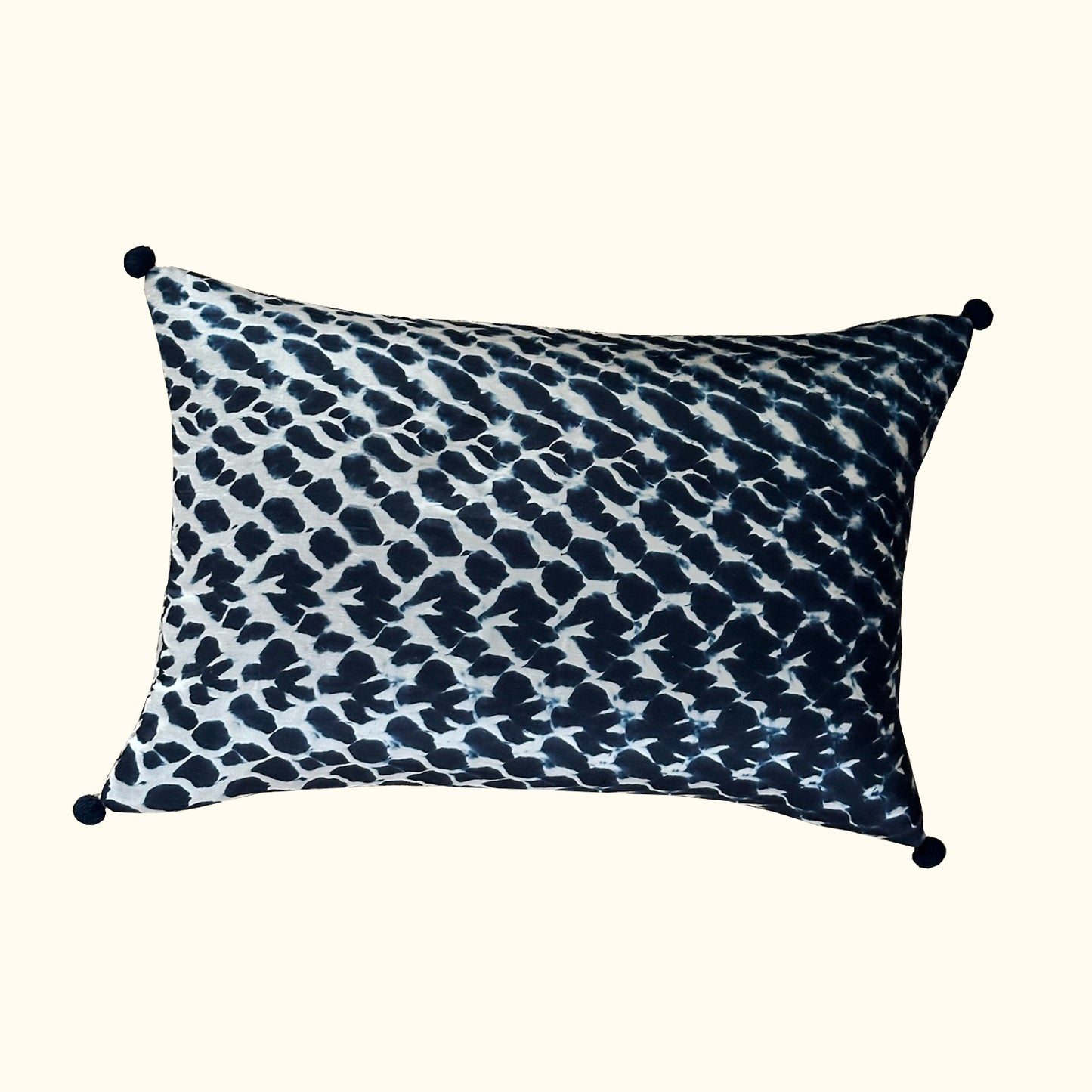 Shibori Waves-16x24-Indigo Silk Pillow