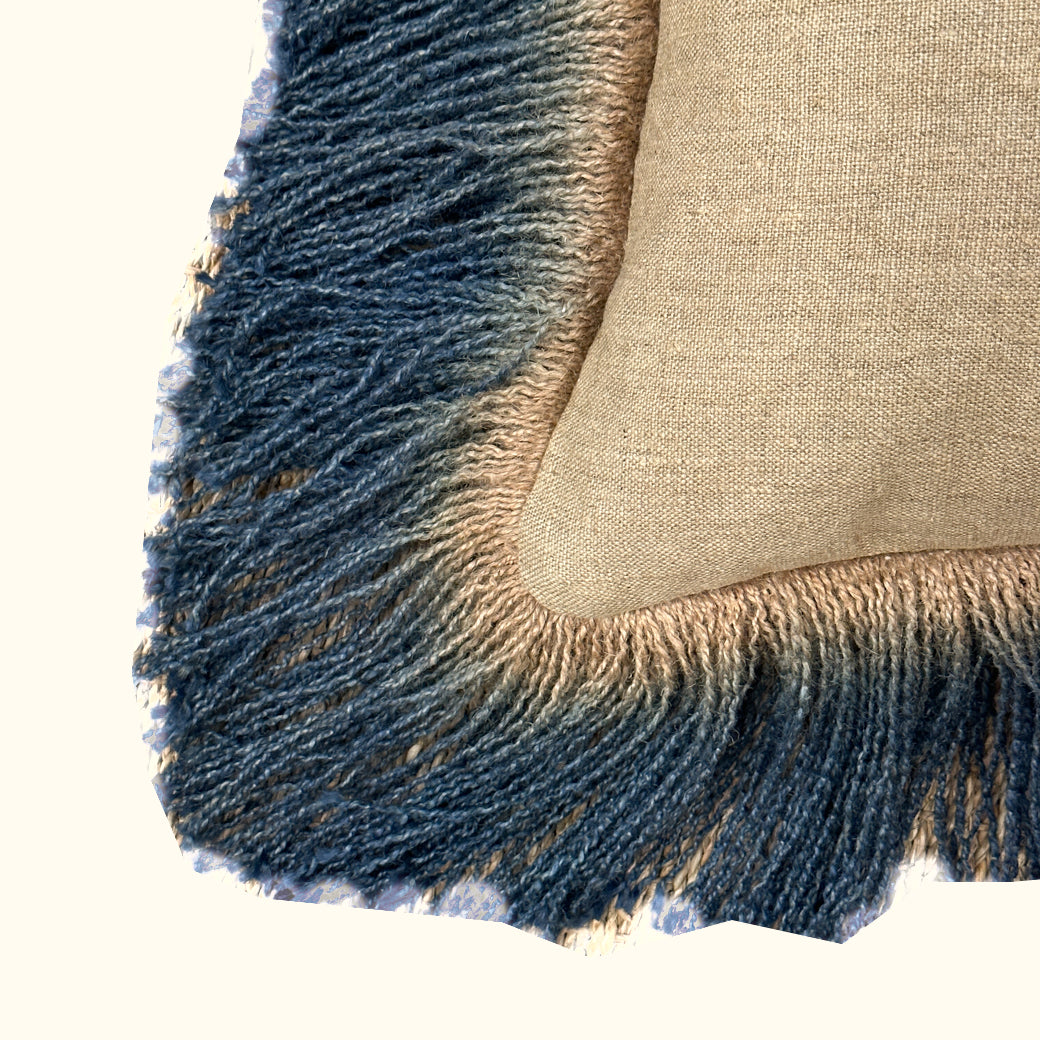 NEW-Jute Fringe Lapis-20X20-Pillow