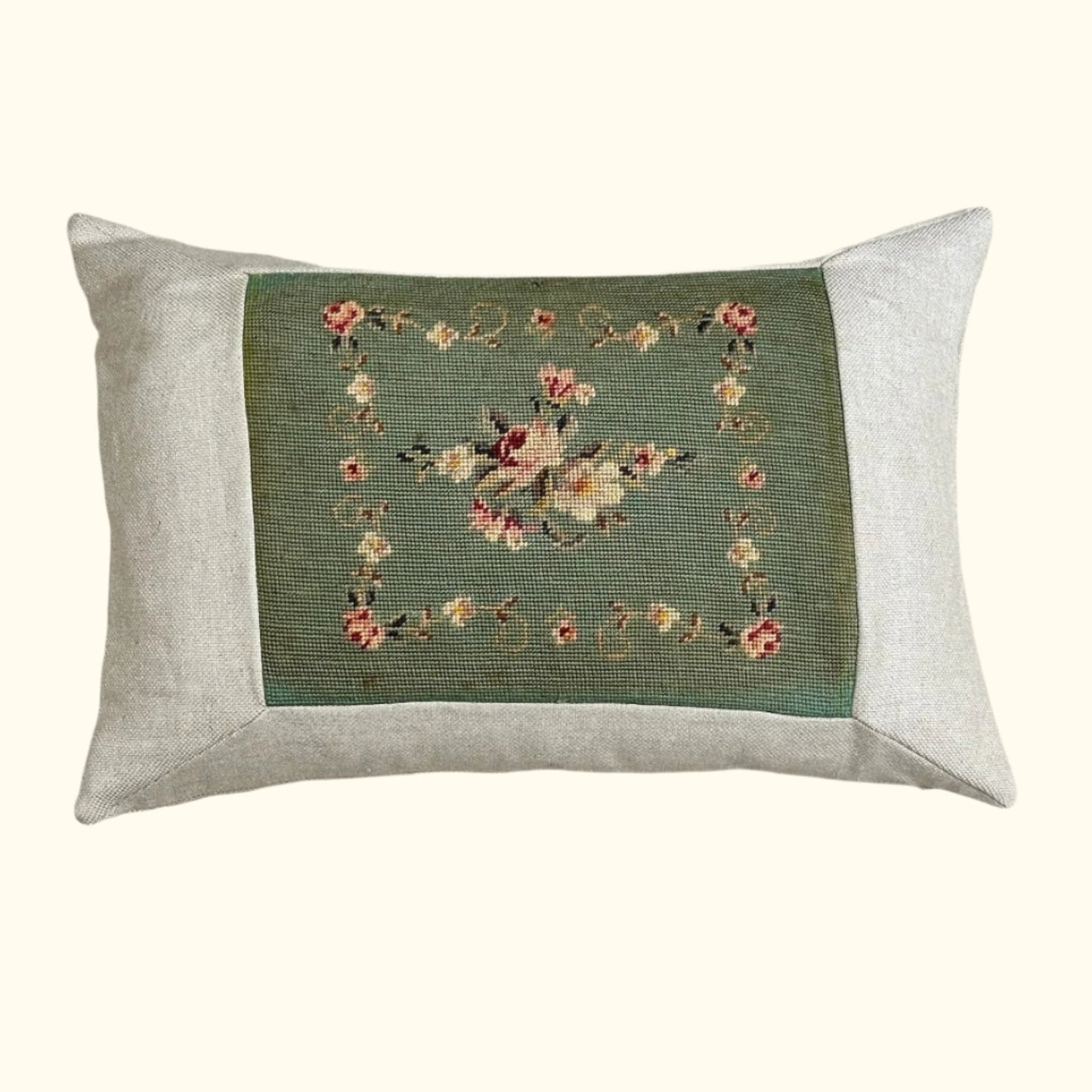 Vintage Needlepoint Pillow - 16" x 24" - 316a