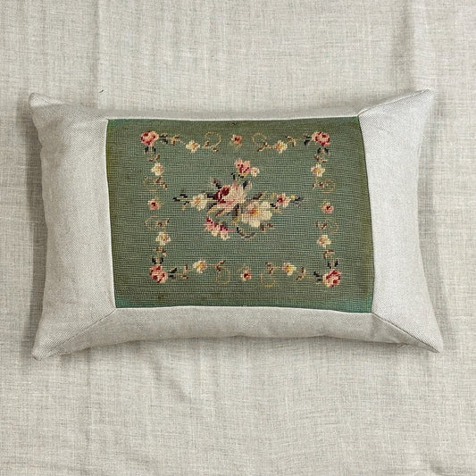 Vintage Needlepoint Pillow - 16" x 24" - 316a