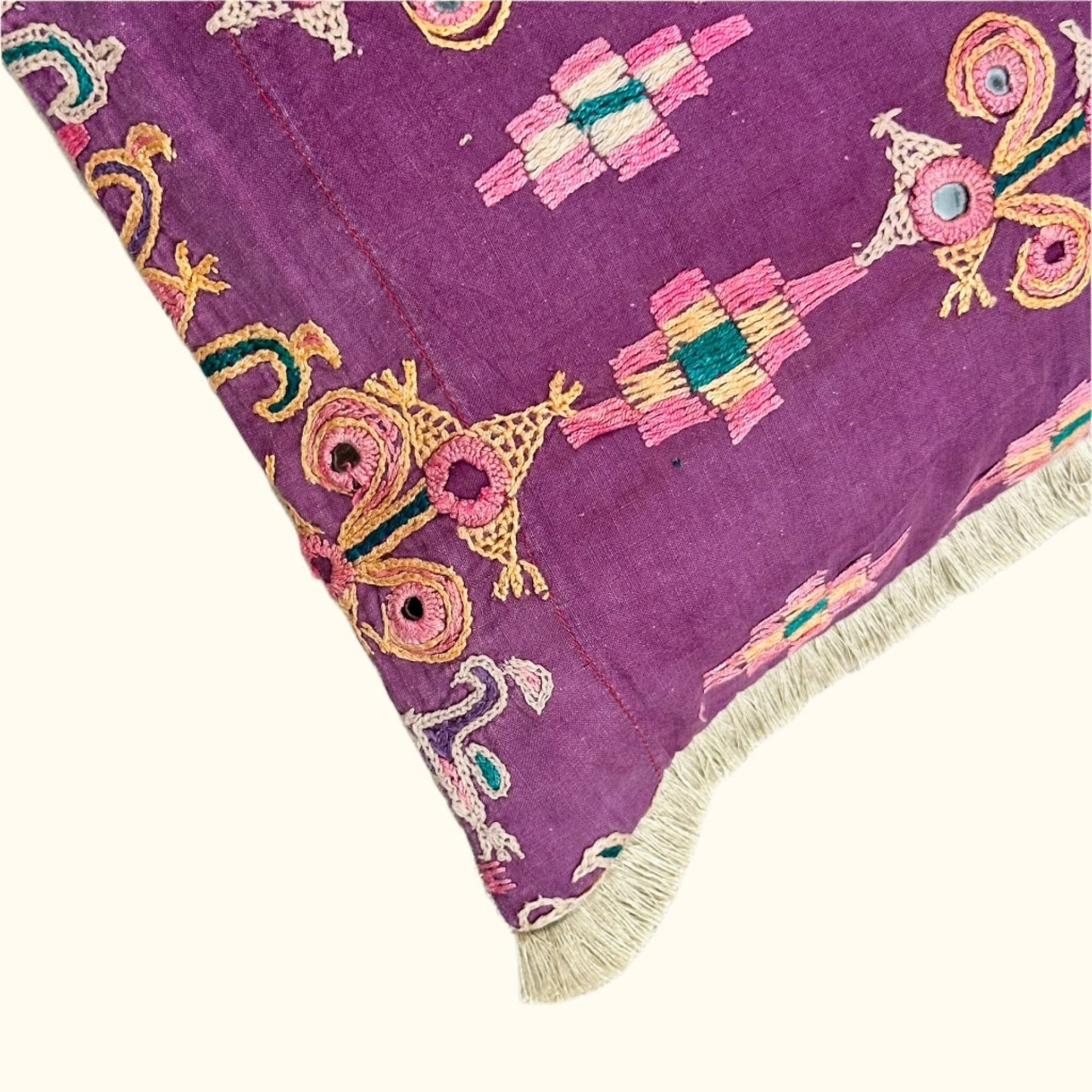 Vintage Banjara Embroidered Pillow - 16" x 24" -India - 318d