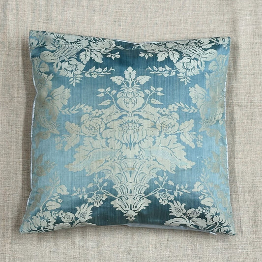 Antique Silk Damask Pillow - 16" x 16" - 323b