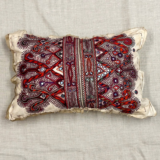 Vintage Embroidered Pillow - 16" x 24" - Afghanistan - 340a