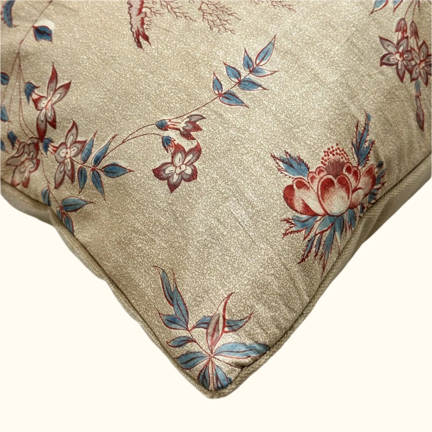 1830's Antique Cotton Chintz Pillow - 16" x 24" - England - 324d