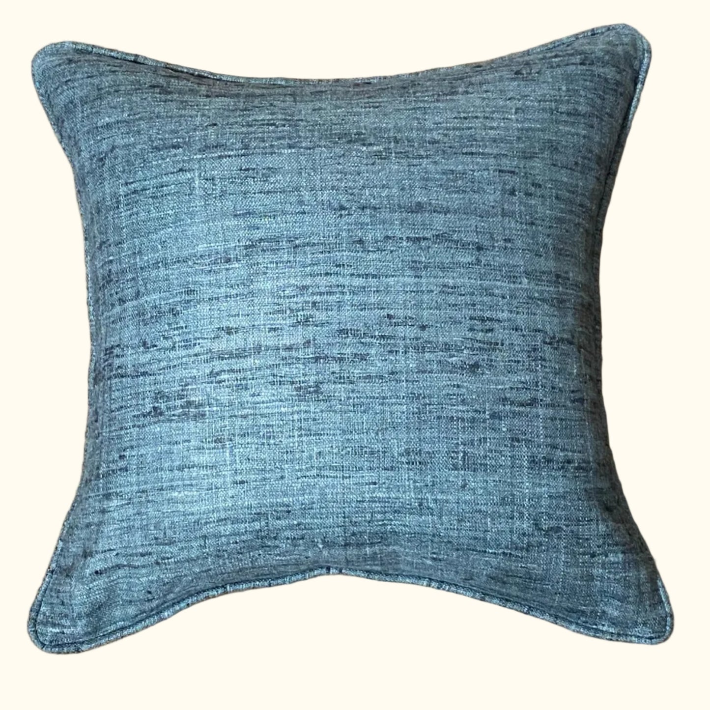 Sea Blue Wild Silk with Piping Pillow - 20" x 20" - India - S108F