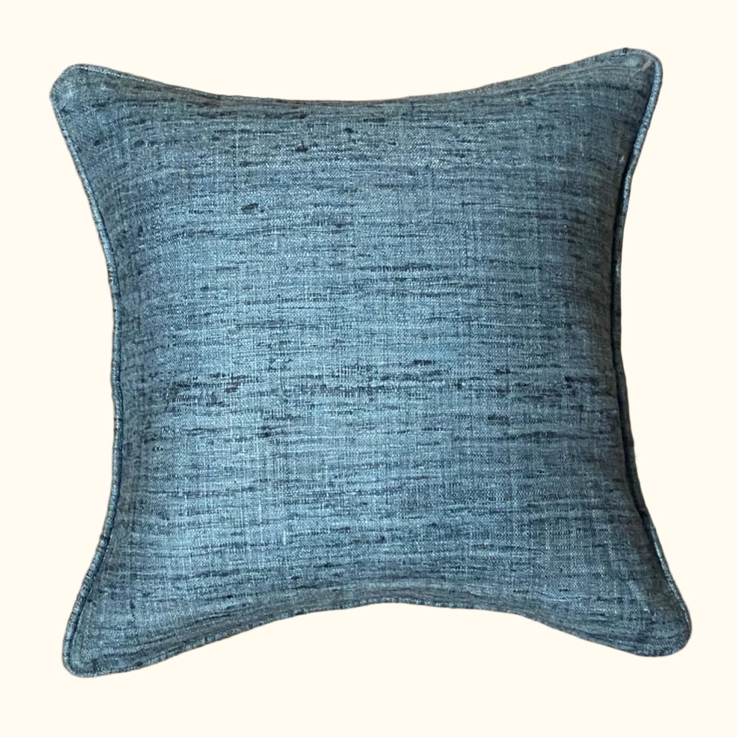 Sea Blue Wild Silk with Piping Pillow - 20" x 20" - India - S108F