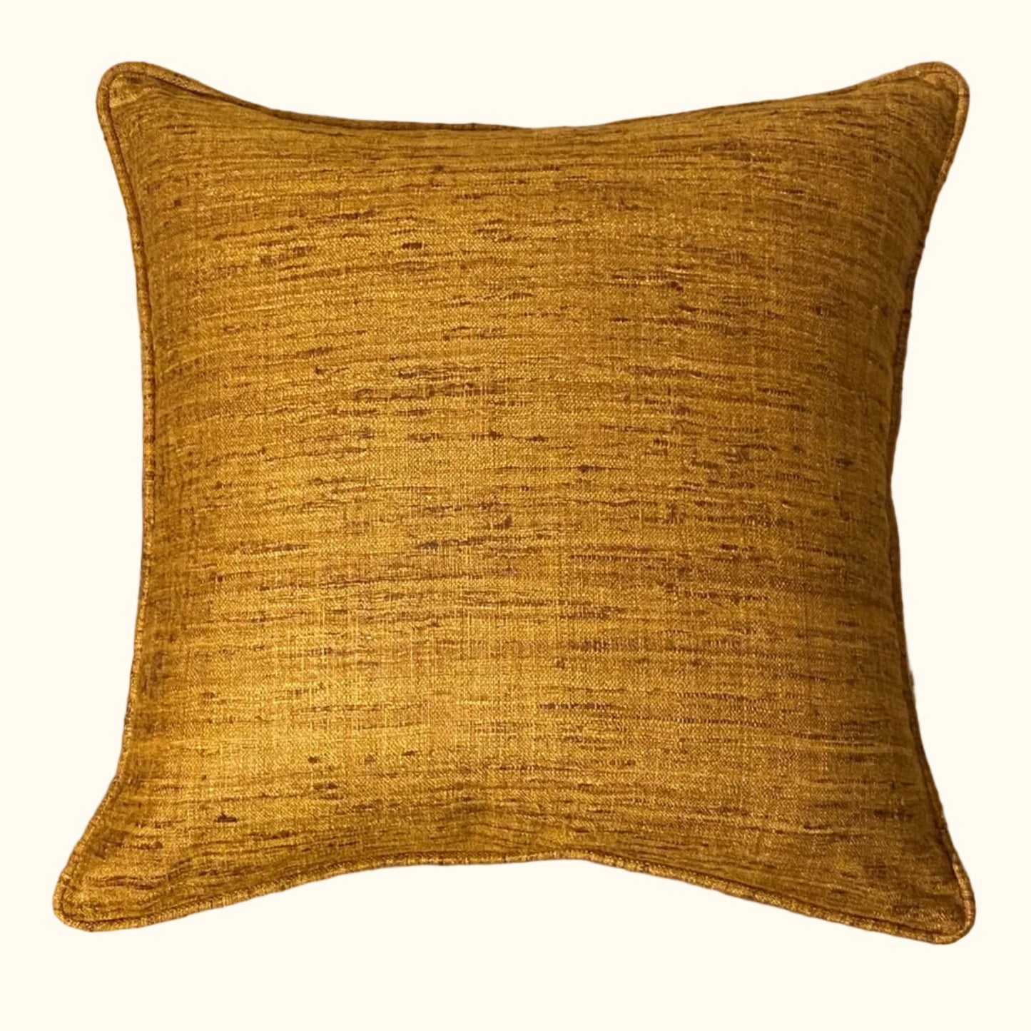 Cognac Wild Silk with Piping Pillow - 20" x 20" - India - S108C