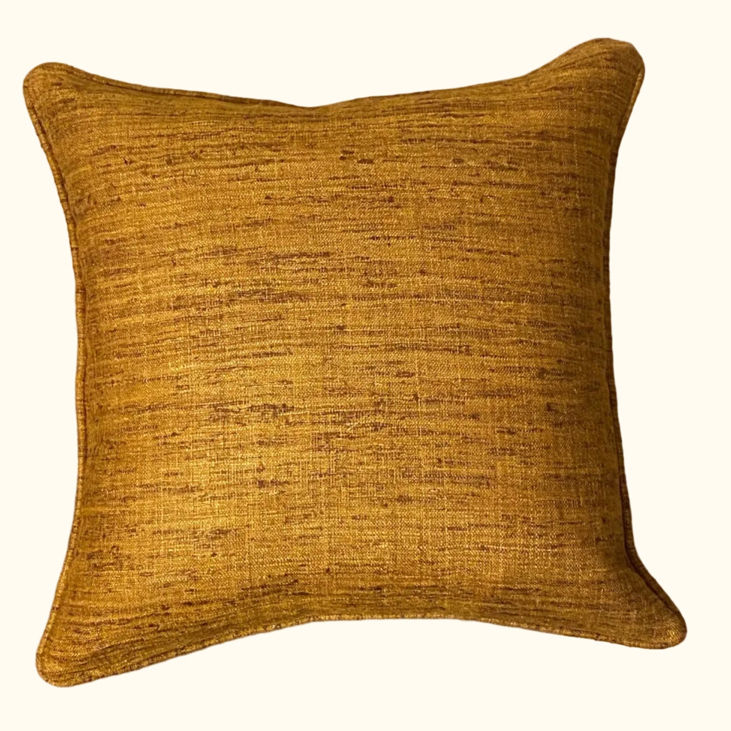 Cognac Wild Silk with Piping Pillow - 20" x 20" - India - S108C